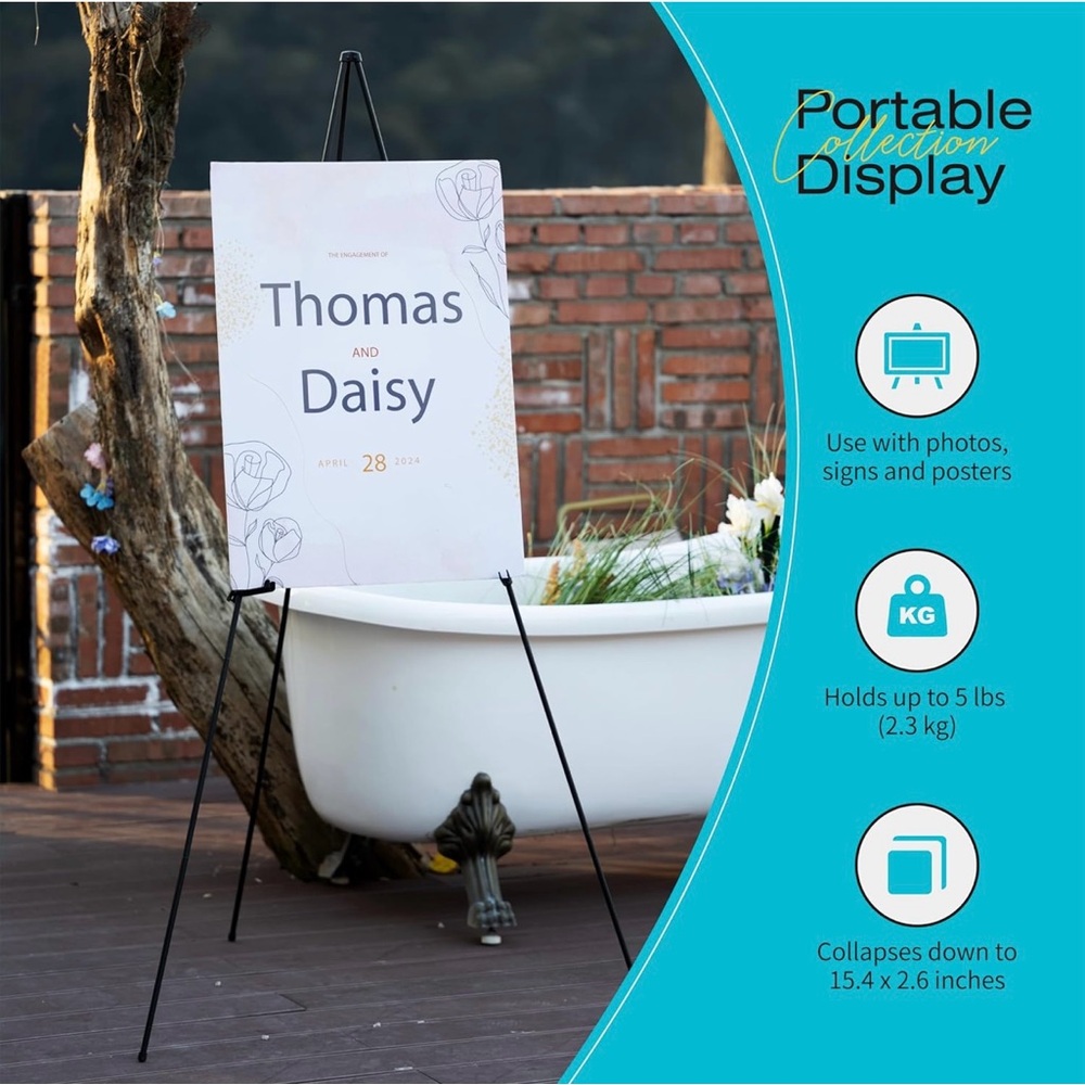 Black Portable Foldable Easel Stand - Picture 3 of 5
